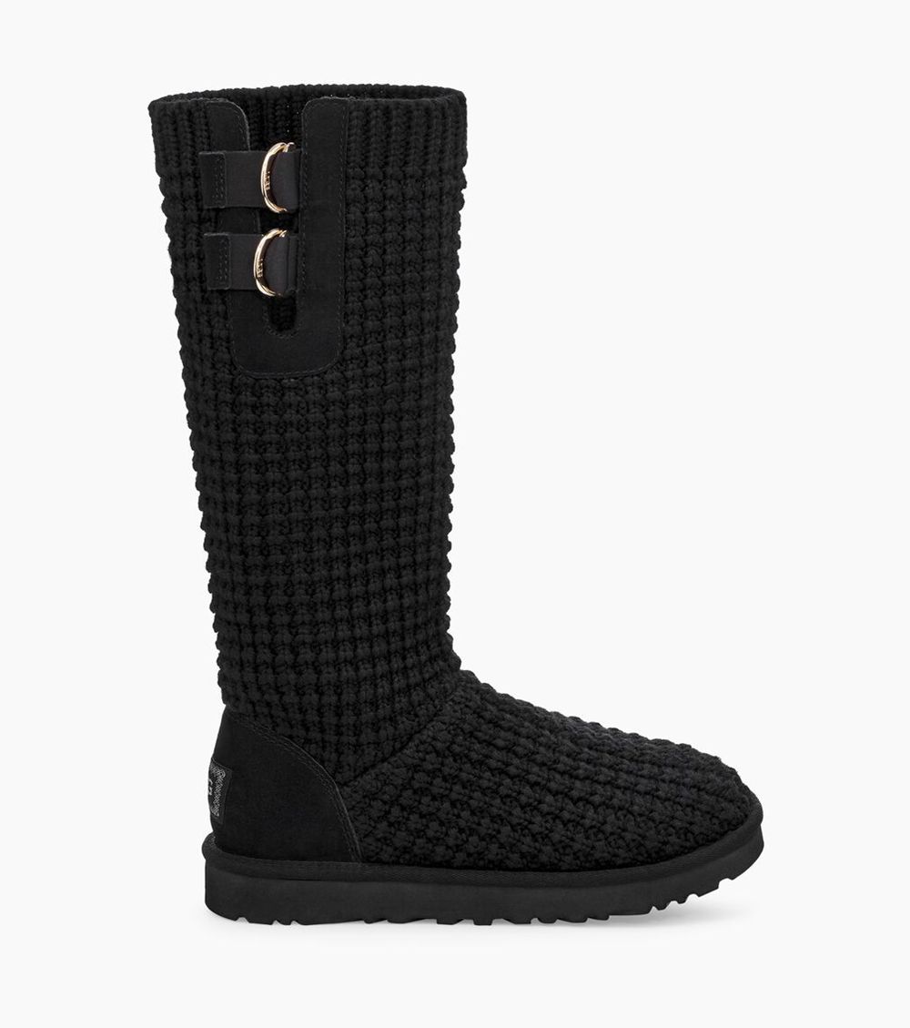 Ugg Tall Boot Womens - Ugg Classic Solene Black - 729BGTQIO